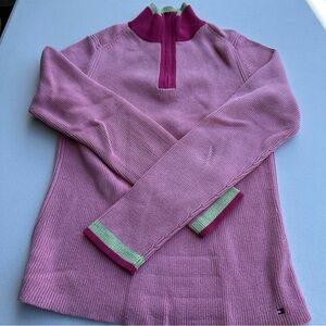 Tommy Hilfiger Pink Turtleneck Sweater with Green Trim